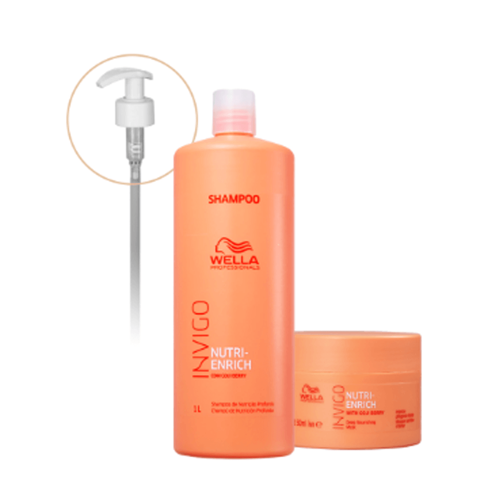 Kit Nutri-Enrich Wella Professionals Shampoo 1L + Máscara Capilar 150ml + Válvula