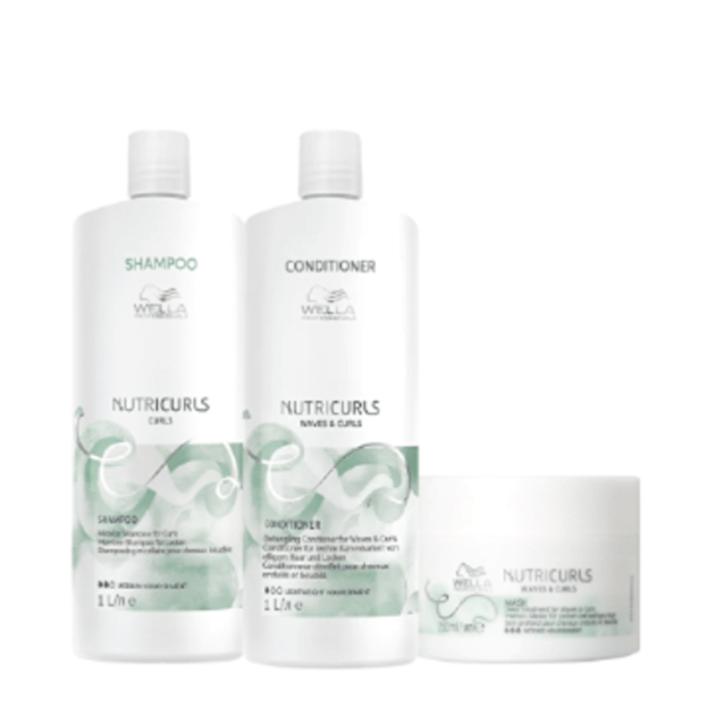 Kit Nutricurls Wella Professionals Shampoo 1L + Condicionador 1L + Máscara de Nutrição 150ml