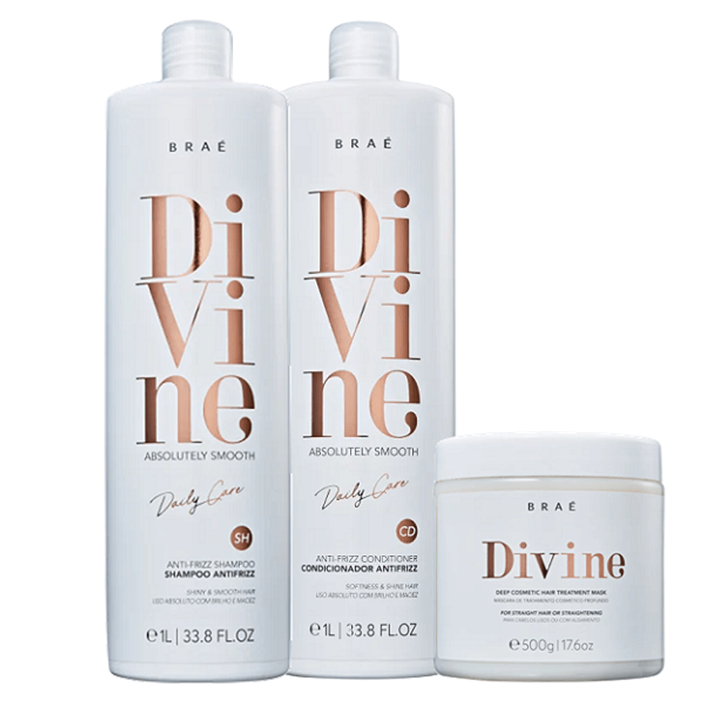 Kit Divine Braé Shampoo 1L + Condicionador 1L + Máscara 500g