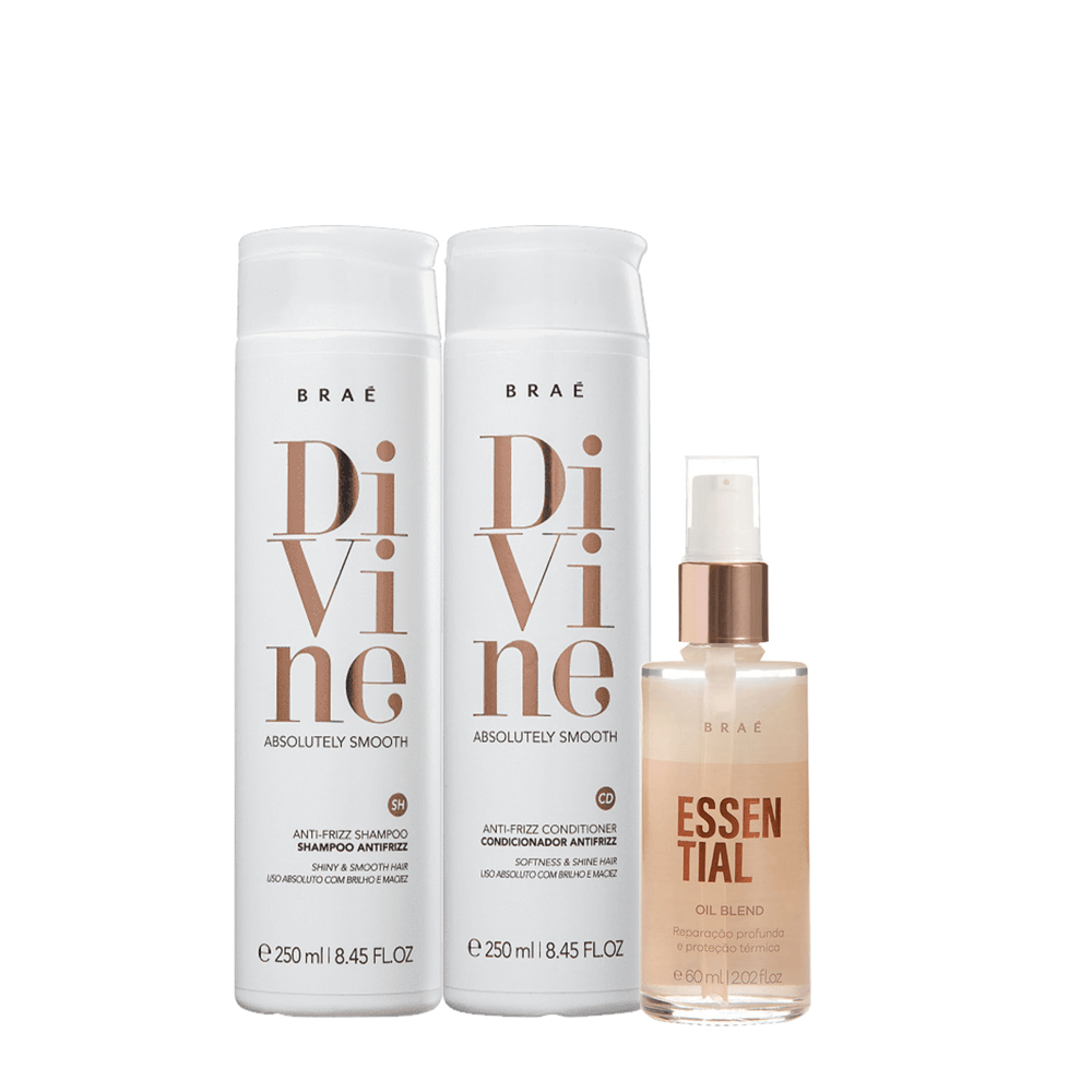 Kit Braé Shampoo 250ml + Condicionador 250ml + Oil Blend Essential 60ml