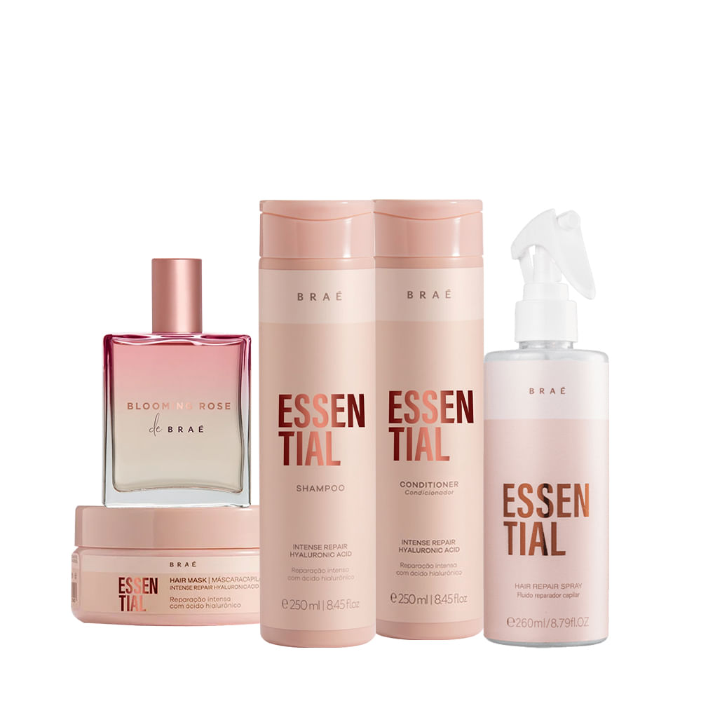 Kit Braé Shampoo 250ml + Condicionador 250ml + Spray Hair Repair 260ml + Máscara 200g + Perfume Para Cabelo 50ml