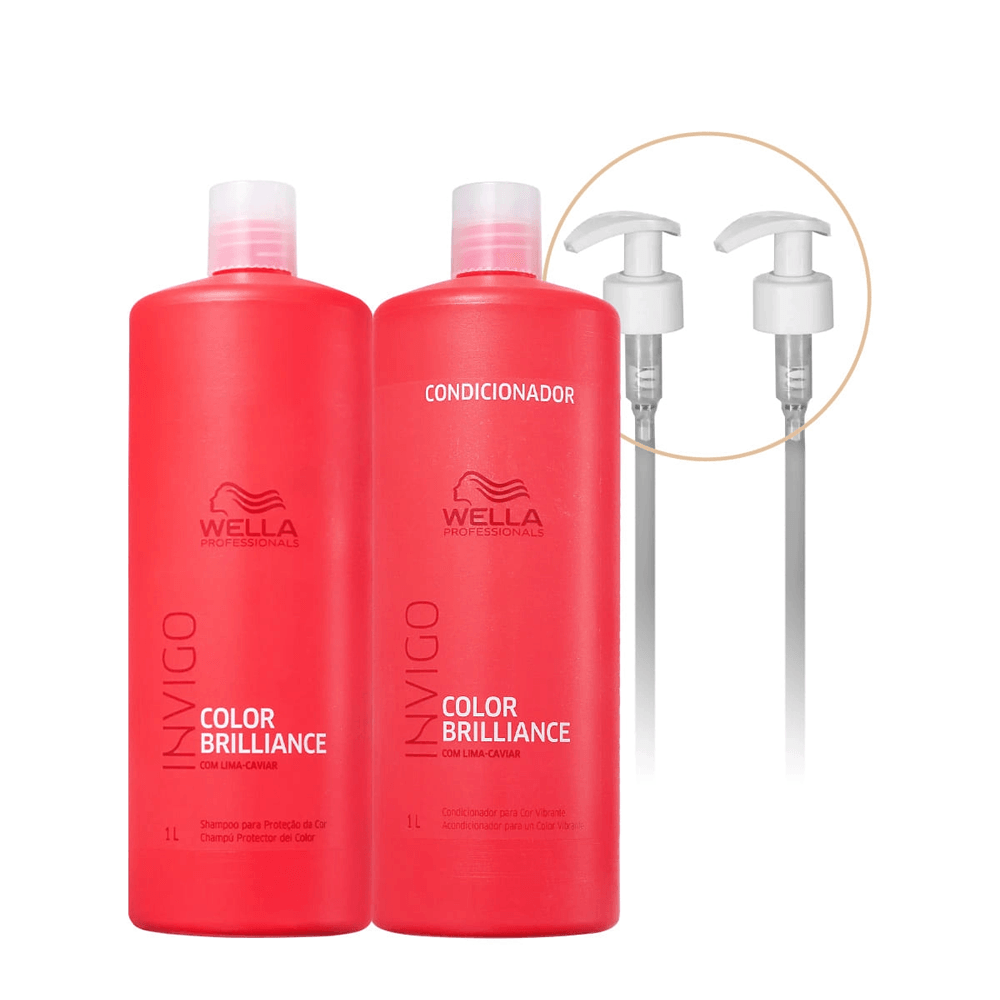 Kit Invigo Color Brilliance Wella Professionals Shampoo 1l + Condicionador 1l + 2 Válvula