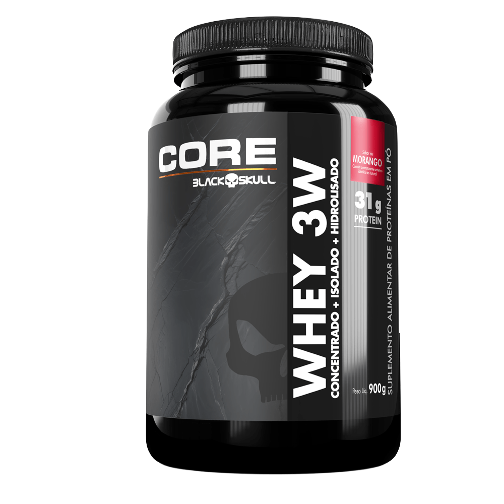 Whey 3W Core WPC, WPI E WPH Black Skull Morango 900g
