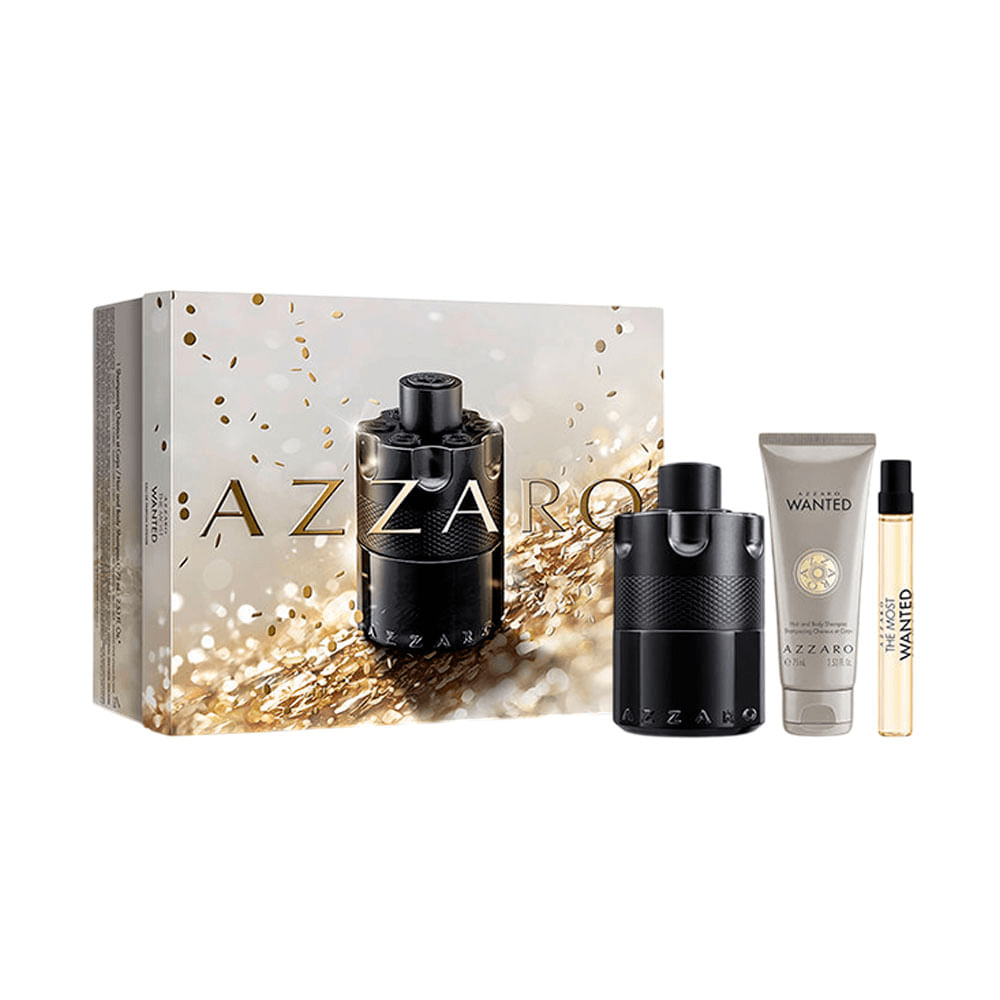 Kit Azzaro The Most Wanted Masculino Perfume Eau de Parfum Intense 100ml + Travel Size 10ml + Hair & Body Shampoo 75ml