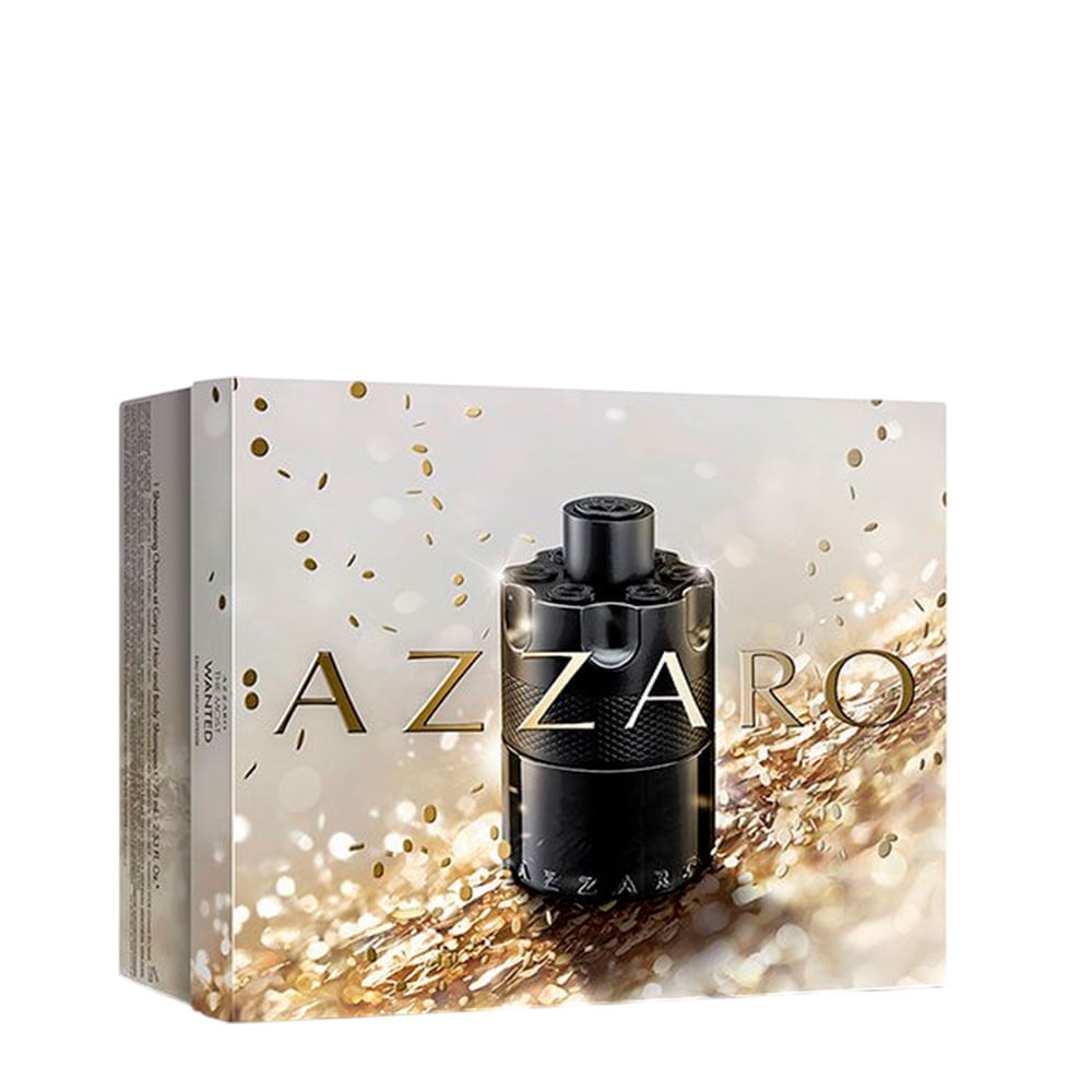 Kit Azzaro The Most Wanted Masculino Perfume Eau de Parfum Intense 100ml + Travel Size 10ml + Hair & Body Shampoo 75ml