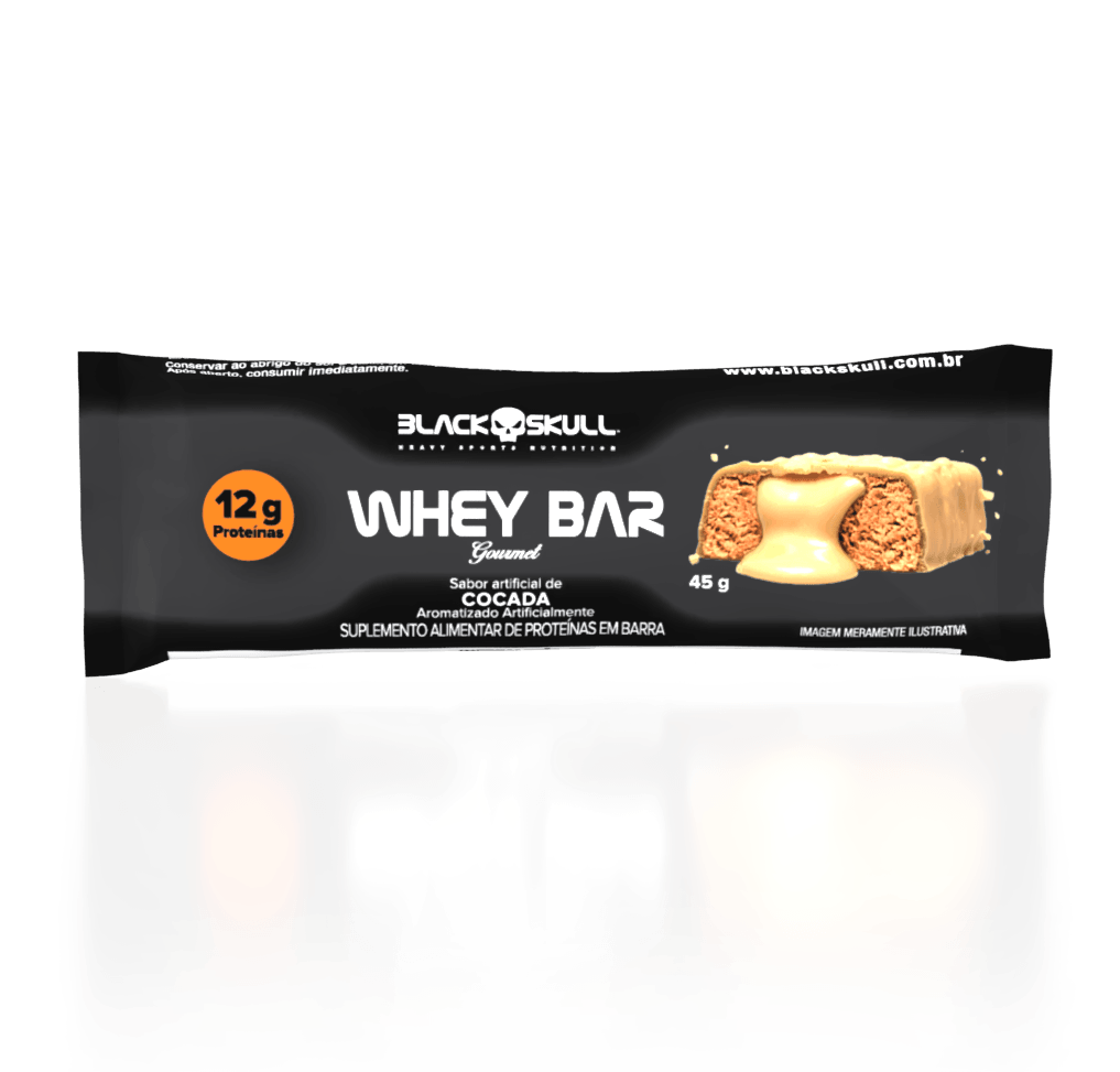 Kit 12 Barras de Proteína Whey Bar Gourmet Zero Black Skull Cocada