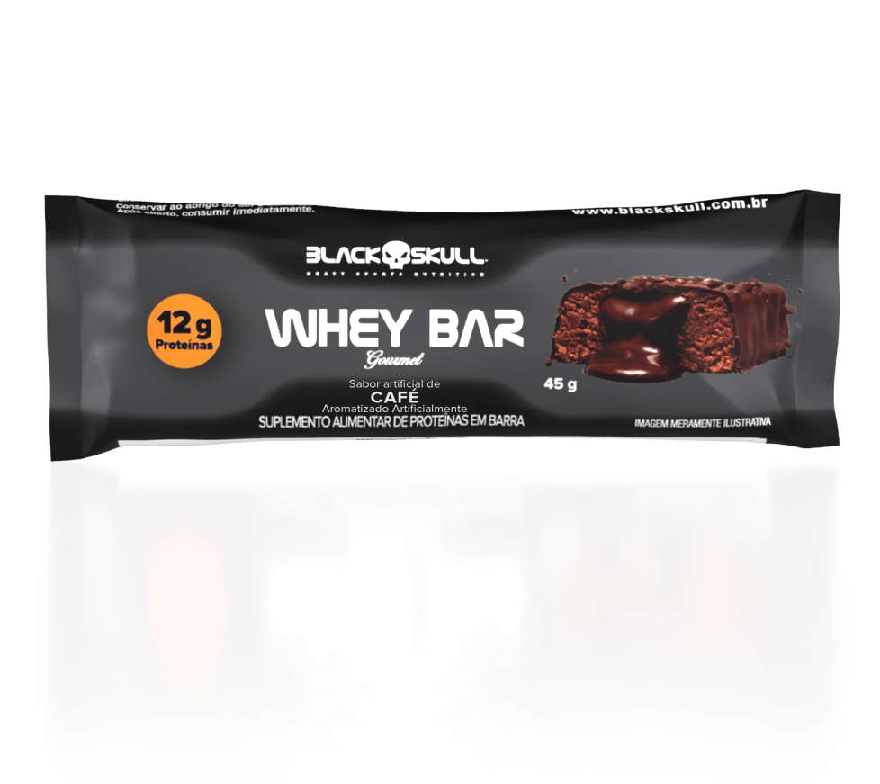 Kit 12 Barras de Proteína Whey Bar Gourmet Zero Black Skull Café