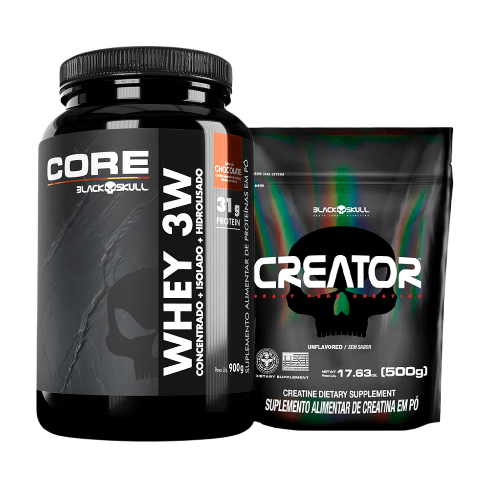Kit Whey 3W Core Chocolate 900g + Creatina Creator 500g