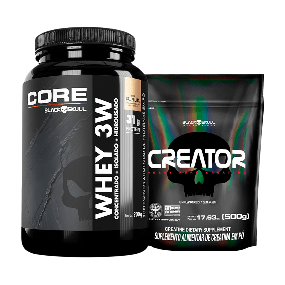 Kit Whey 3W Core Baunilha 900g + Creatina Creator 500g