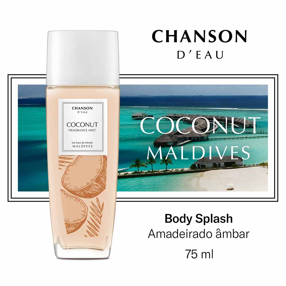 Body Splash Feminino D'Eau Coconut Chanson 75ml
