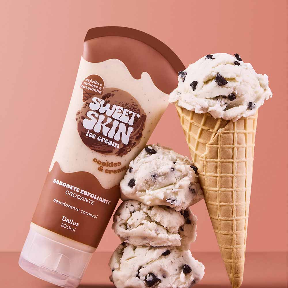 Sabonete Esfoliante Sweet Skin Cookie & Cream Dailus 200ml