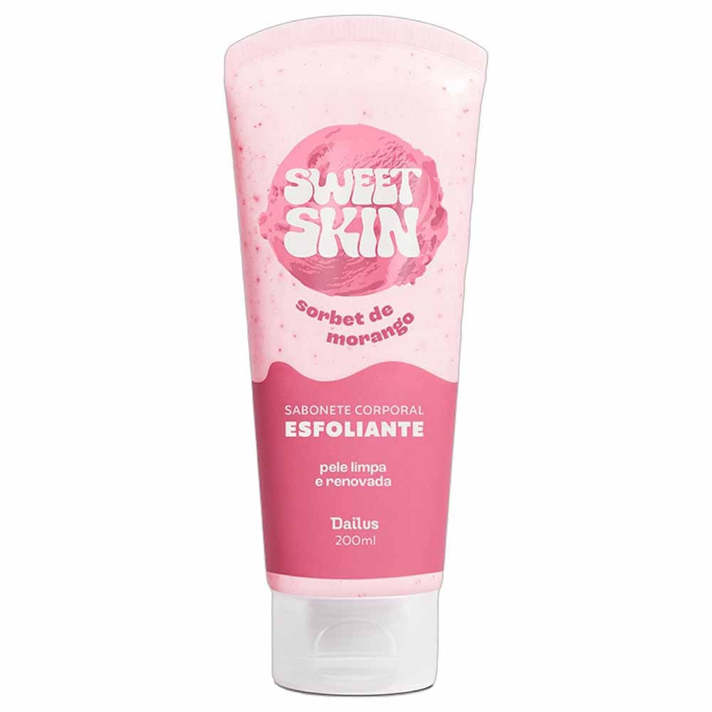 Sabonete Esfoliante Sweet Skin Morango ao Leite Dailus 200ml
