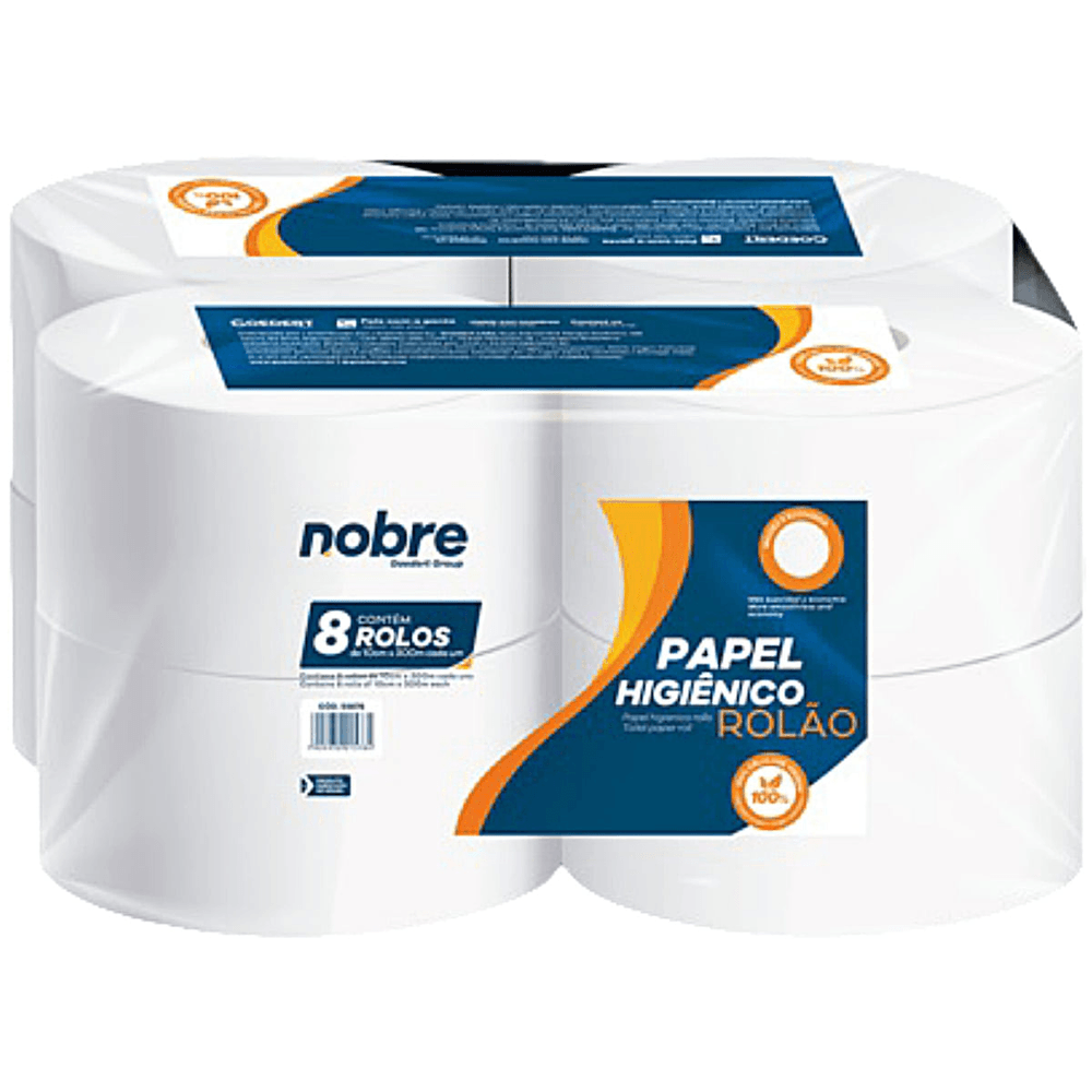 Papel Higiênico Rolão Branco 10cm X 300m 8 unidades Nobre