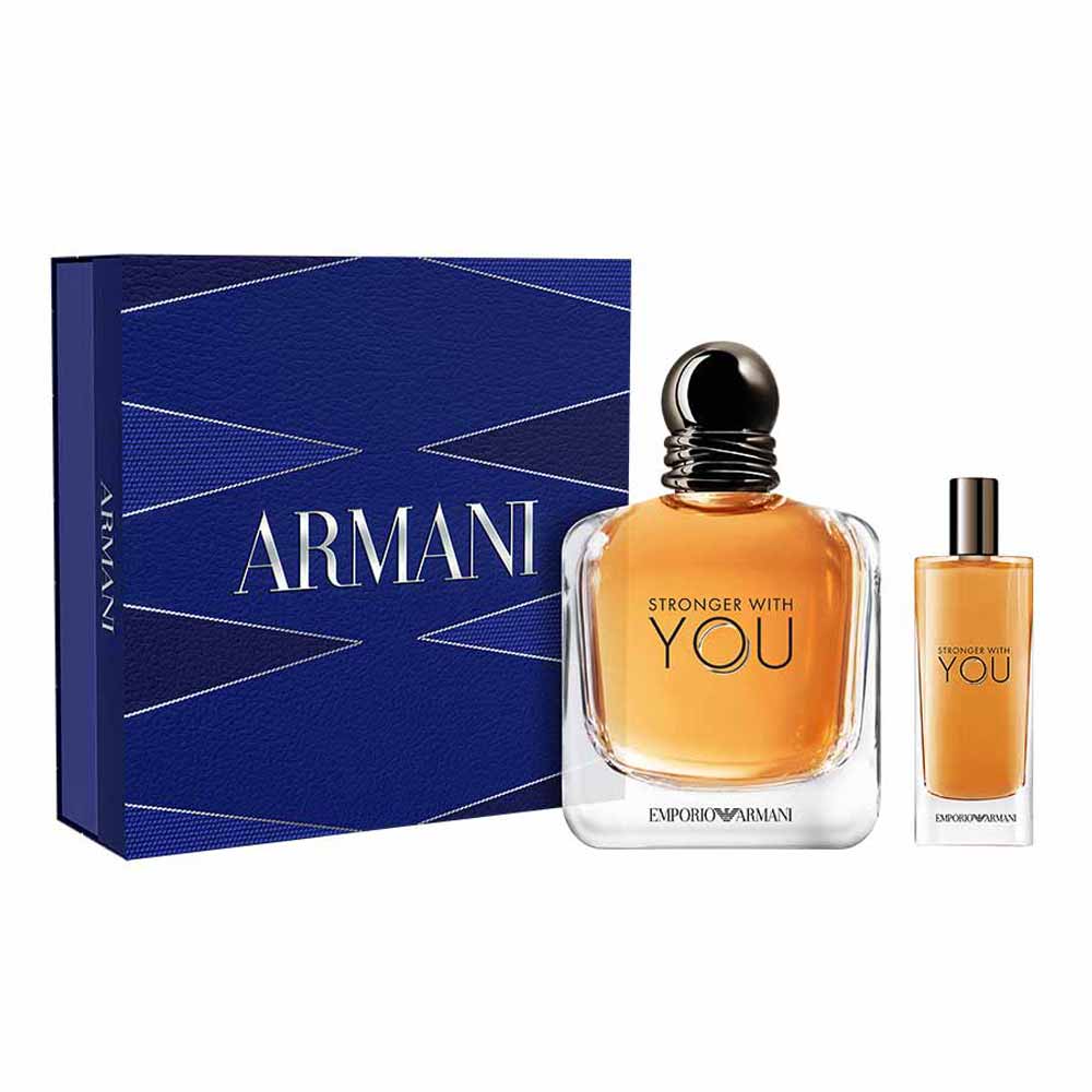 Kit Coffret Giorgio Armani Stronger With You Perfume Masculino Eau de Toilette 100ml + Travel Size 15ml