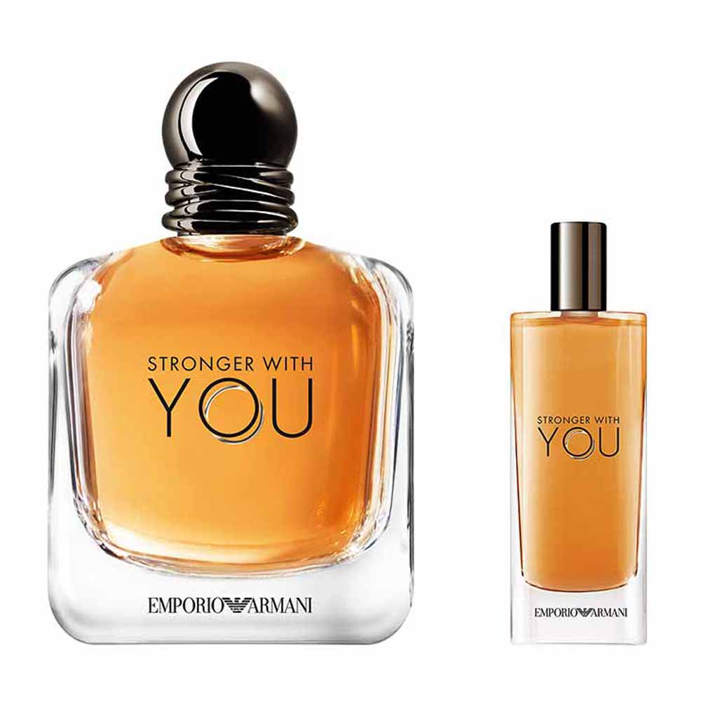 Kit Coffret Giorgio Armani Stronger With You Perfume Masculino Eau de Toilette 100ml + Travel Size 15ml