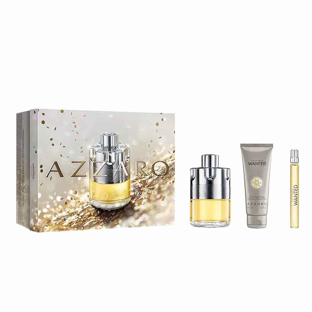Kit Coffret Azzaro Perfume Wanted Eau de Parfum 100ml + Hair And Gel 75ml + Travel Size 10ml
