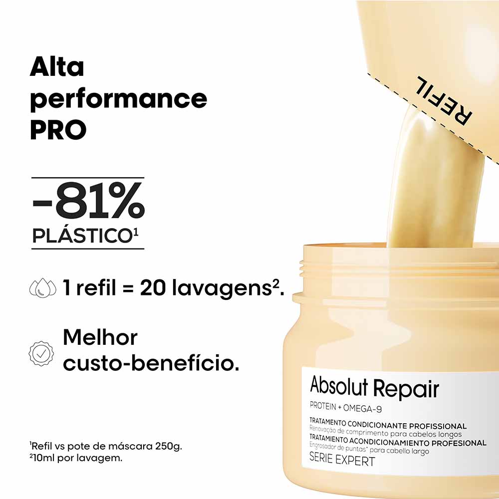 Refil Máscara de Reconstrução Absolut Repair Proteína e Ômega 9 L'Oréal Professionnel 200g