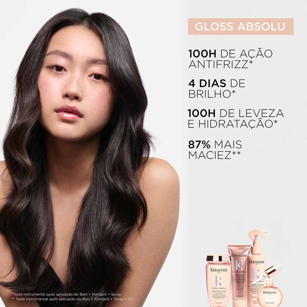 Kit Kérastase Shampoo Gloss Absolu Bain Hydra-Glaze 250ml + Óleo Capilar Glaze 45ml