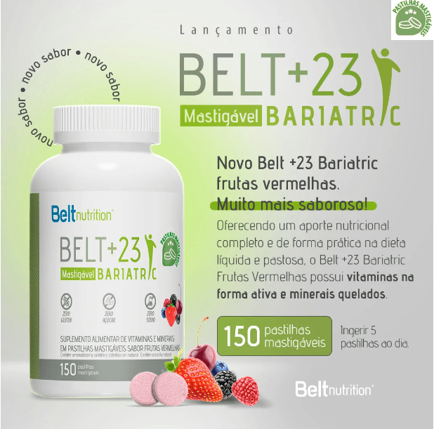 Suplemento Alimentar Mastigável Belt+23 Bariatric Plus Frutas Vermelhas