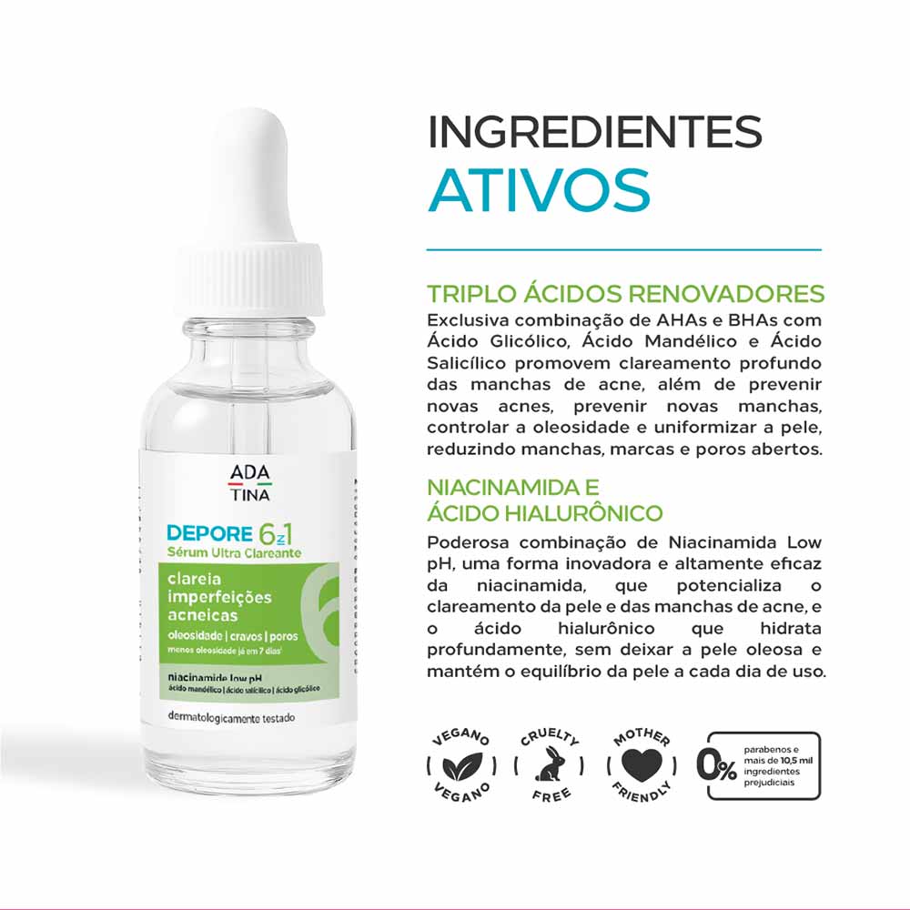 Sérum Ultra Clareante Depore 6 in 1 Ada Tina 30ml