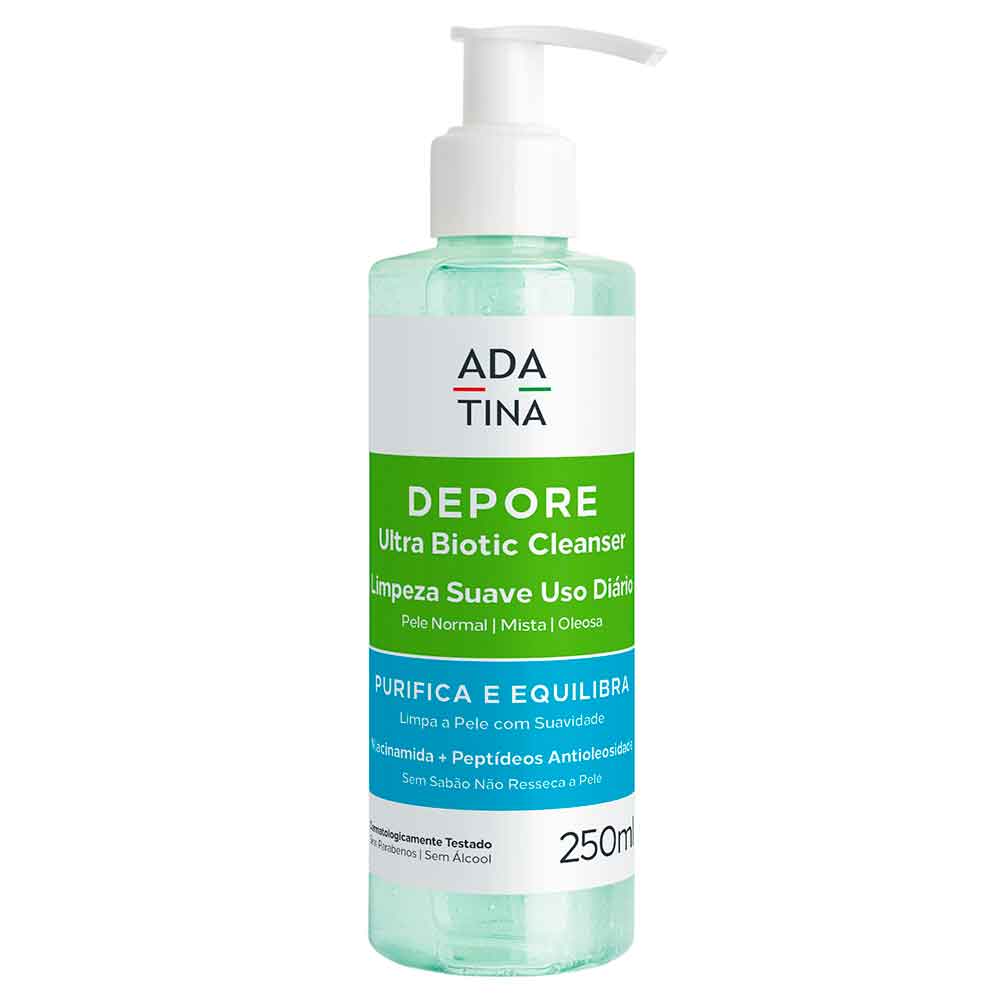 Gel de Limpeza Facial Suave Depore Ultra Biotic Cleanser Ada Tina 250ml