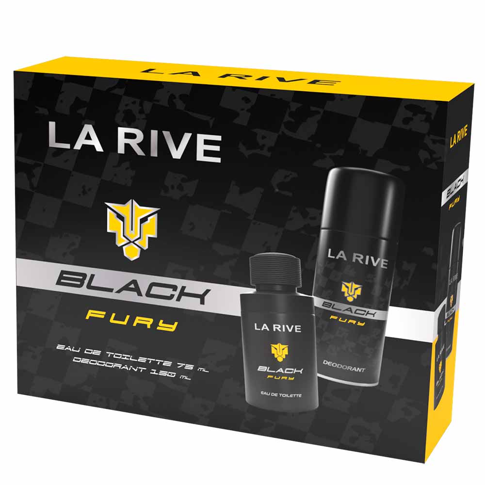 Kit Coffret La Rive Perfume Masculino Black Fury Eau de Toilette 75ml + Desodorante 150ml