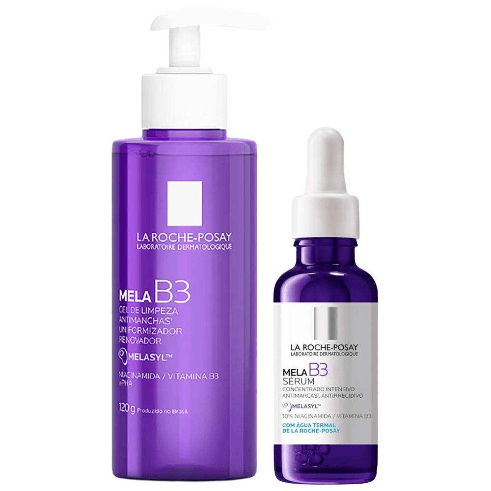 Kit La Roche-Posay MelaB3 Sérum Facial Clareador 15ml + Gel de Limpeza Antimanchas 120g