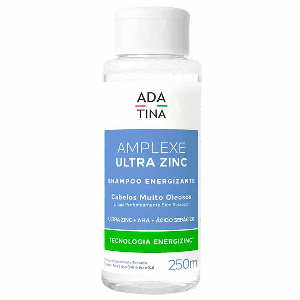 Shampoo Energizante Para Cabelos Muito Oleosos Amplexe Ultra Zinc Ada Tina 250ml