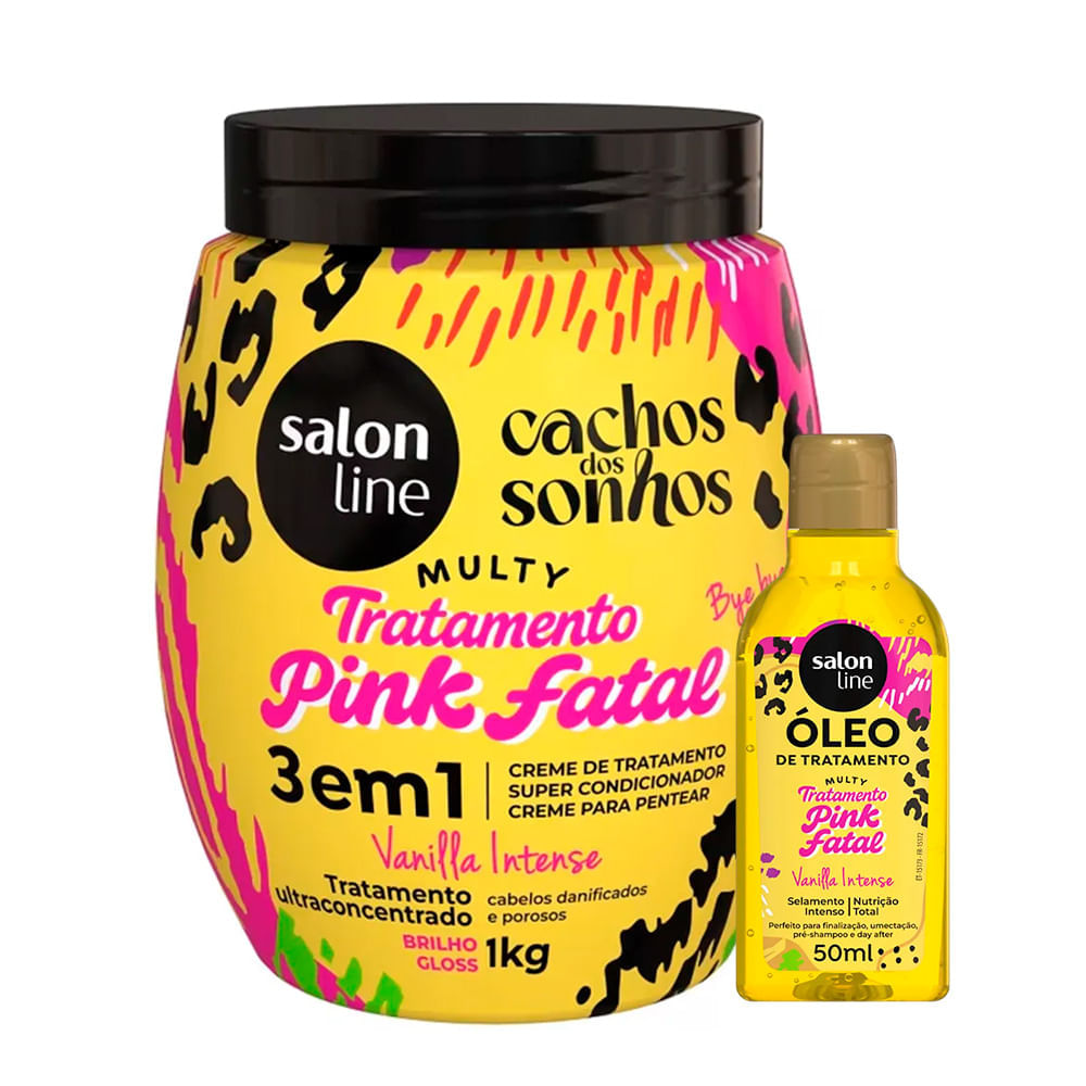 Kit Salon Line Cachos Dos Sonhos Multy Pink Fatal 1kg + Óleo Capilar 50ml