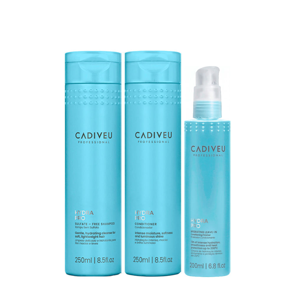 Kit Hydra Pro Cadiveu Professional Shampoo 250ml + Condicionador 250ml + Leave-In 200ml
