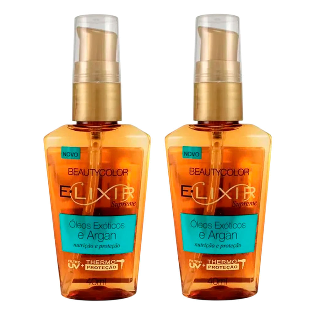 Kit 2 Óleo Capilar Elixir Óleos Exóticos Argan Beautycolor 40ml