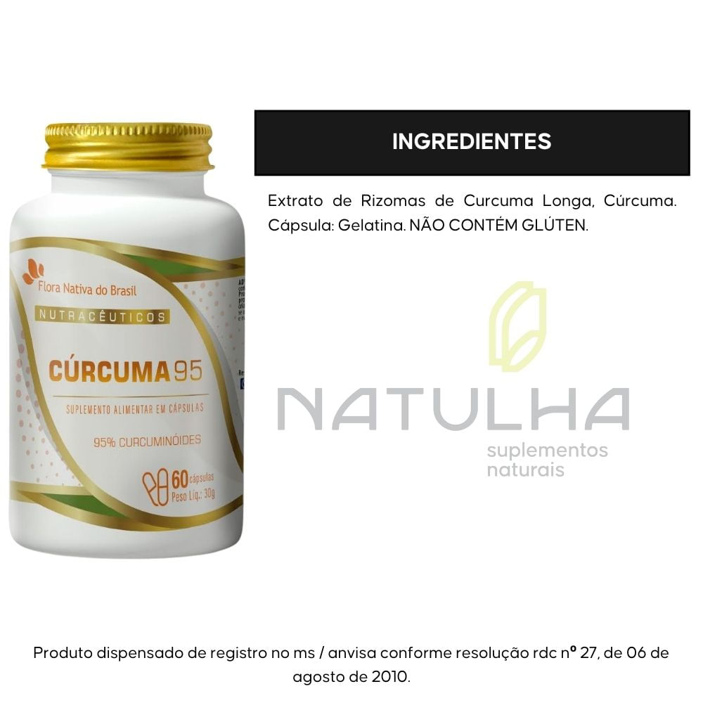Kit 3 Cúrcuma 95% Flora nativa 60 Cápsulas