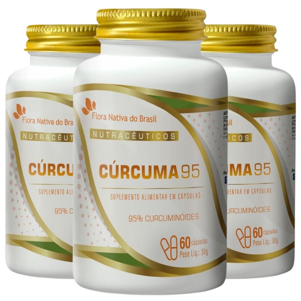Kit 3 Cúrcuma 95% Flora nativa 60 Cápsulas