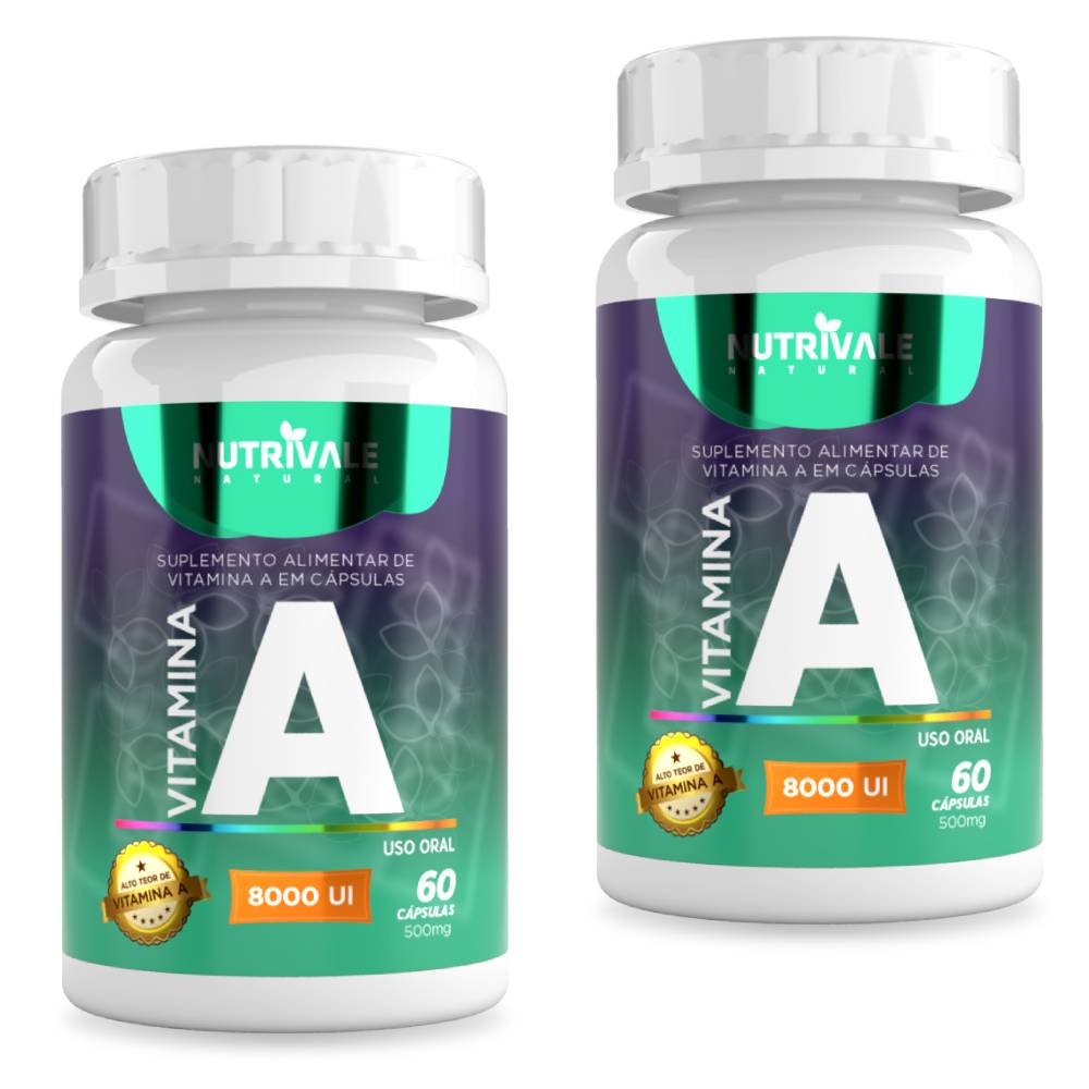 Kit 2 Vitamina A (Retinol) 8000 UI Nutrivale 60 Cápsulas