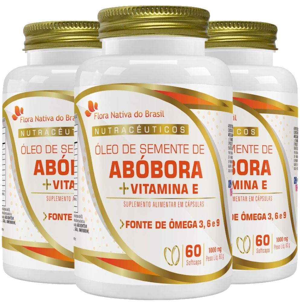 Kit 3 Óleo de Semente de Abóbora 1000mg Flora Nativa 60 Cápsulas