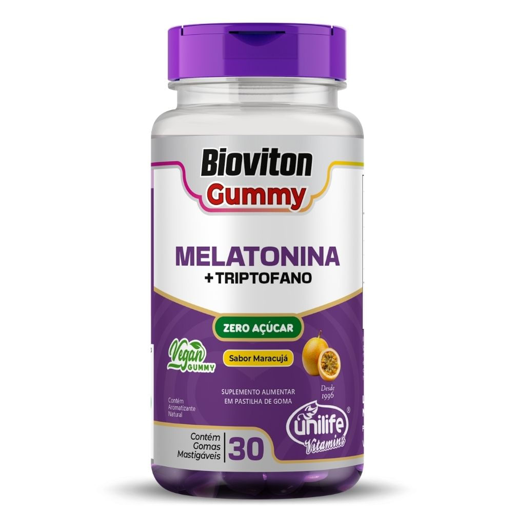 Melatonina + Triptofano Gummy Sabor Maracujá 2500mg Unilife 30 Gomas