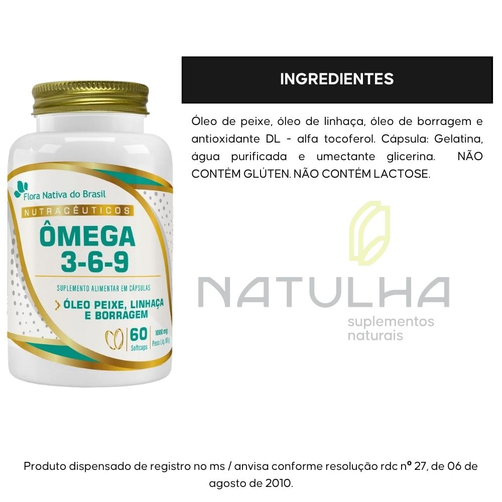 Kit 3 Ômega 3,6,9 Flora Nativa 60 Cápsulas