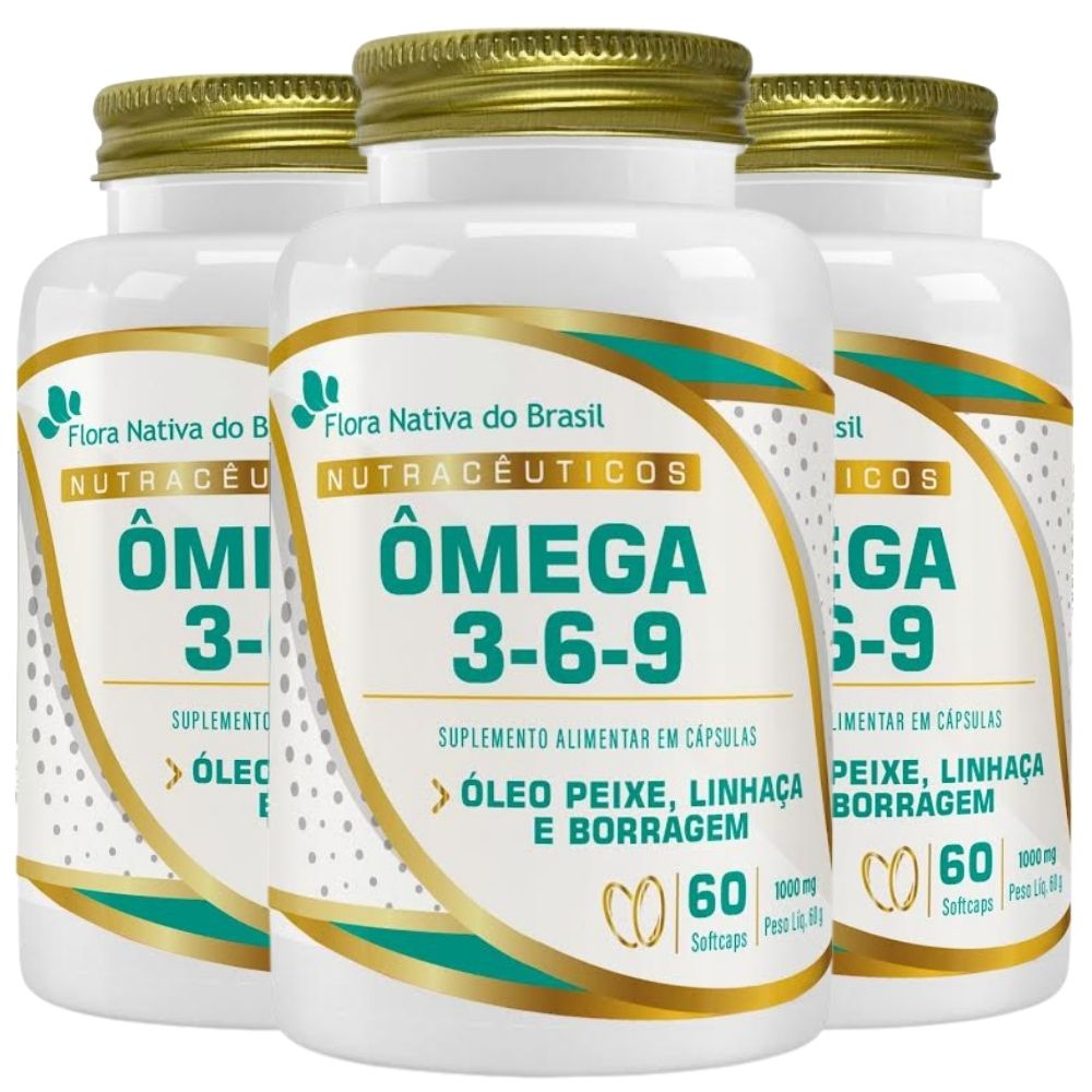 Kit 3 Ômega 3,6,9 Flora Nativa 60 Cápsulas