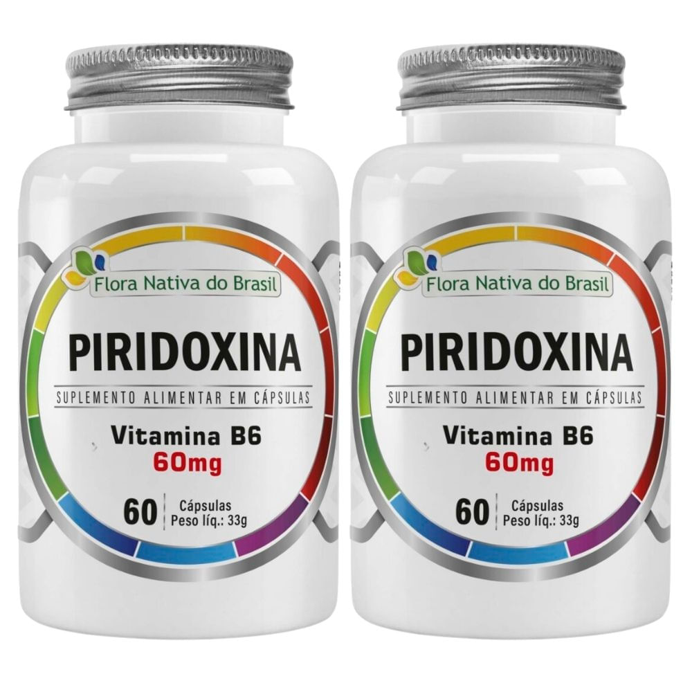 Kit 2 Vitamina B6 Piridoxina Flora Nativa 60 Cápsulas