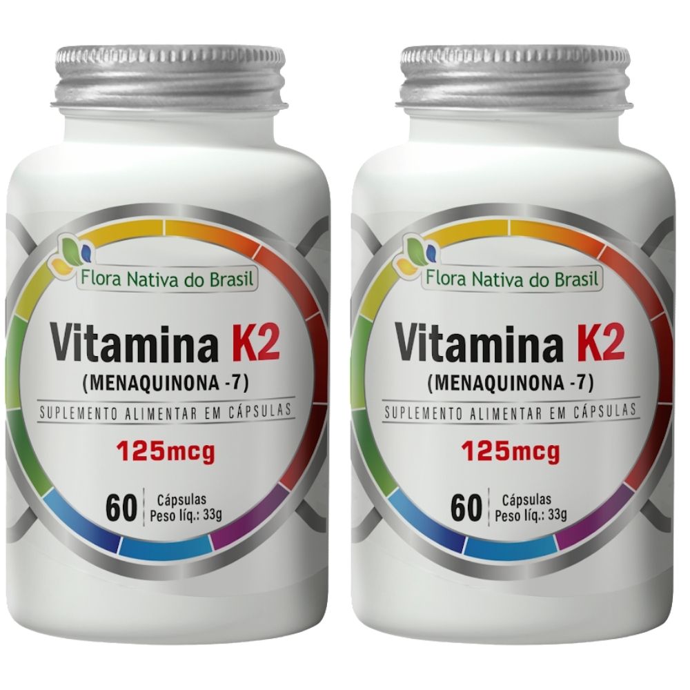 Kit 2 Vitamina K2 Menaquinona-7 Flora Nativa 60 Cápsulas
