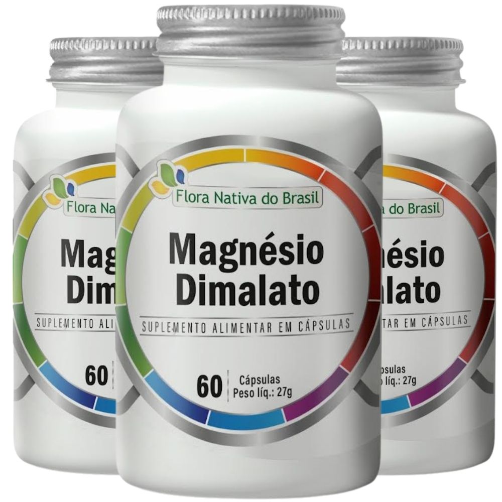 KIt 3 Magnésio Dimalato Flora Nativa 60 Cápsulas