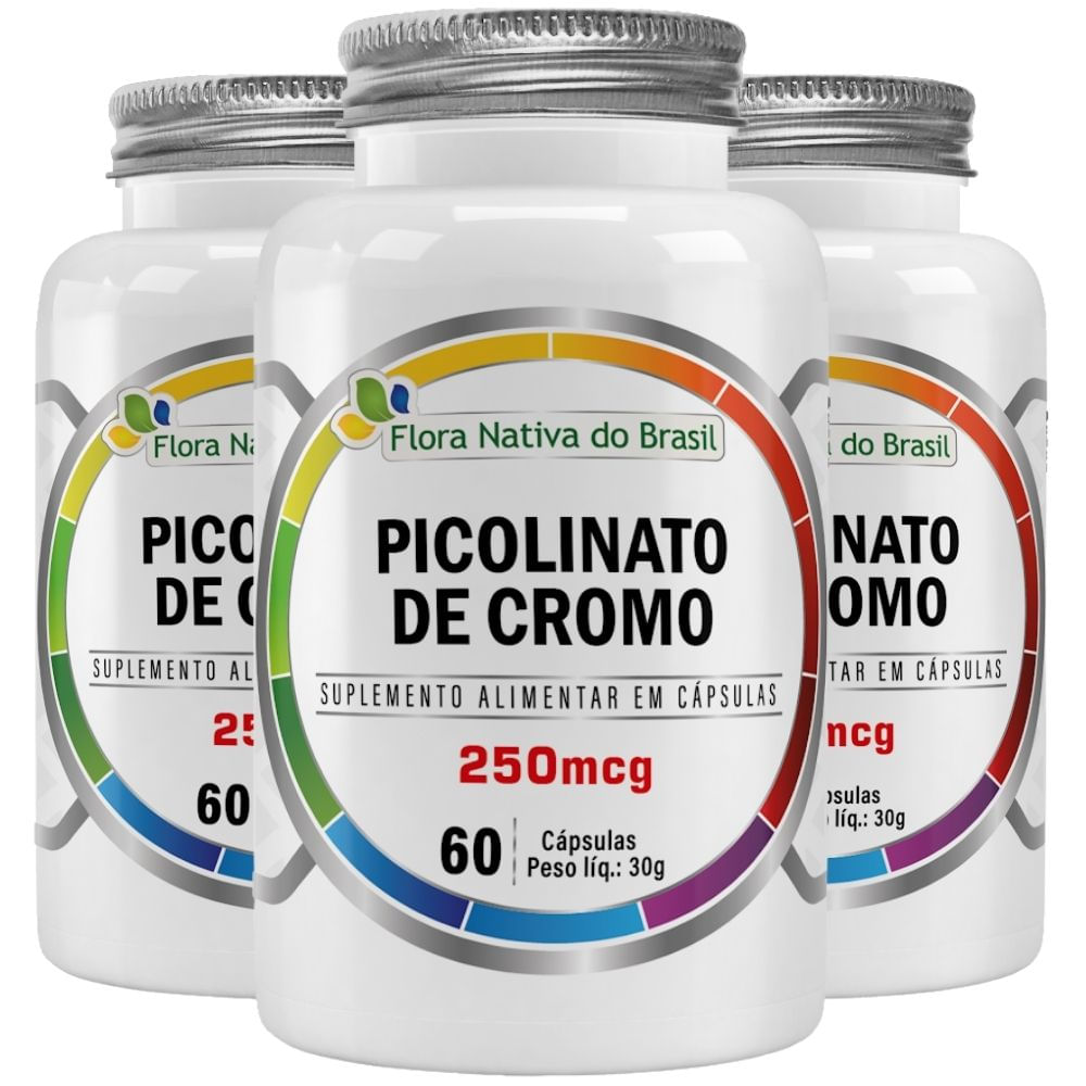 Kit 3 Picolinato De Cromo Flora Nativa 60 Cápsulas