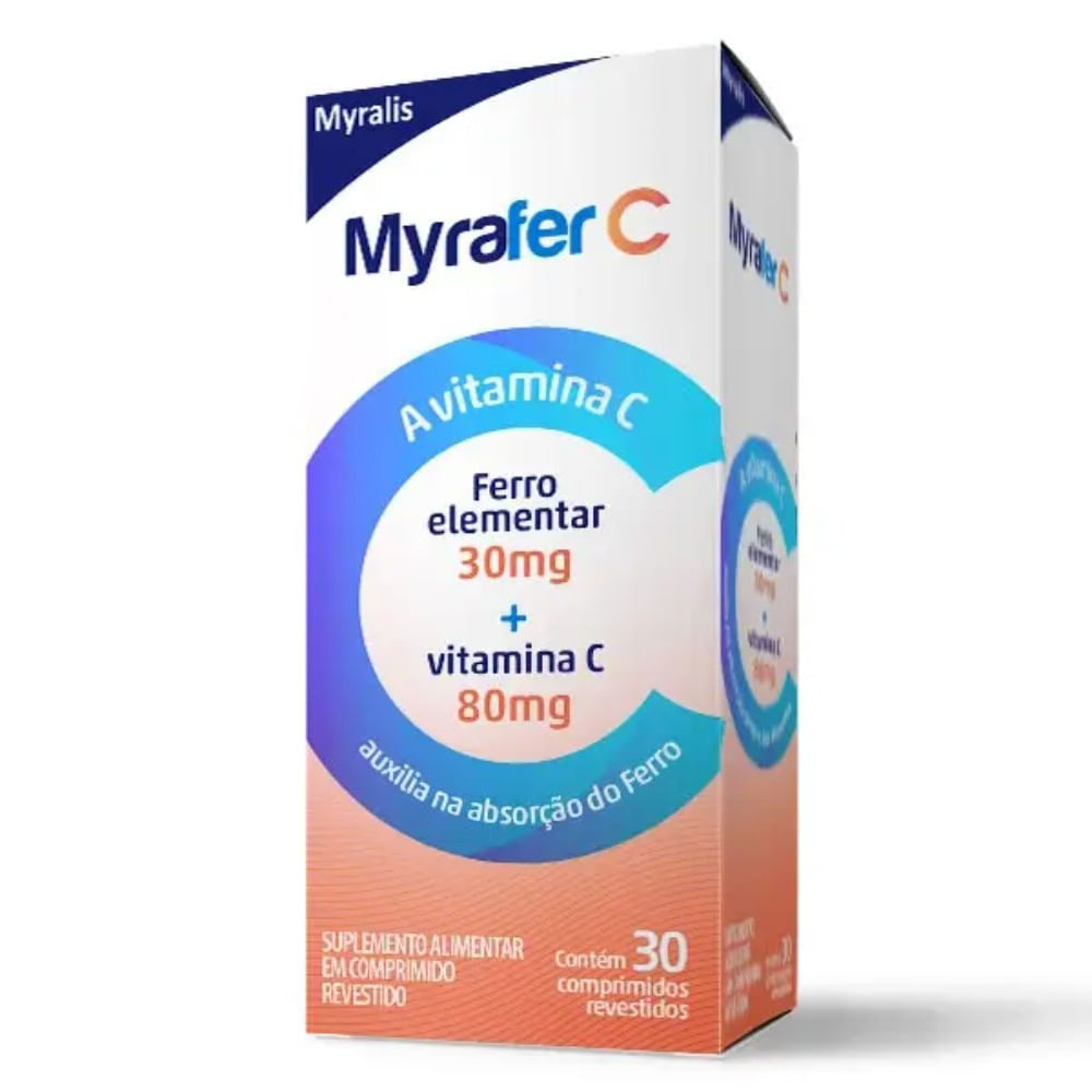 Suplemento Alimentar Em Comprido Vitamina C 80mg Myrafer 30 Comprimidos