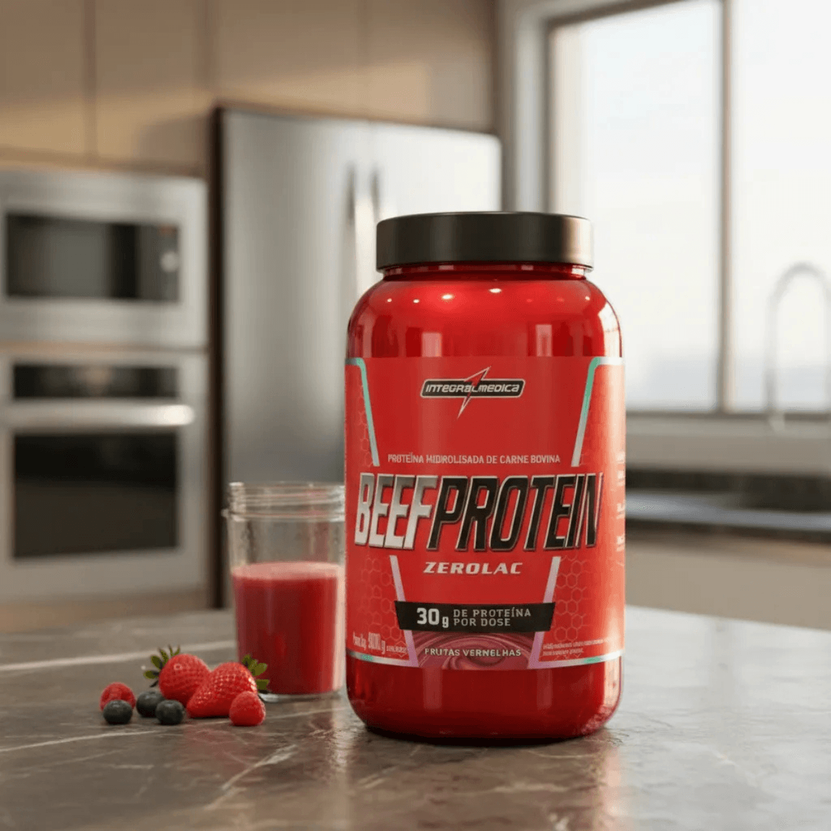 Suplemento Proteíco Beef Protein Integralmedica 900g Sabor Frutas Vermelhas