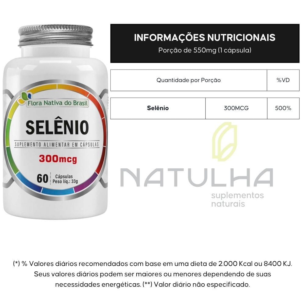 Kit 3 Selênio 500% IDR Flora Nativa 60 Cápsulas