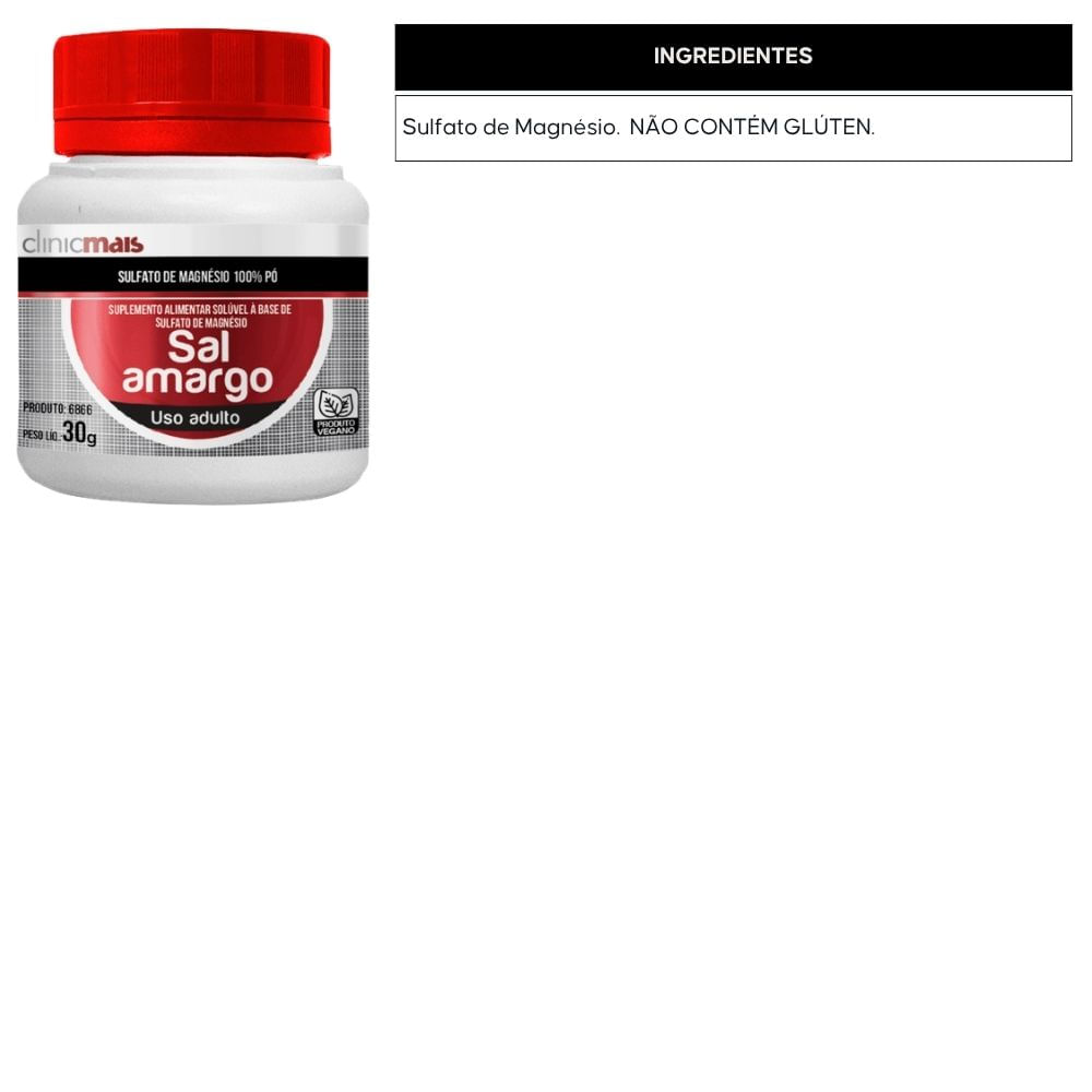 Kit 2 Sal Amargo Sulfato de Magnésio Clinicmais 30g