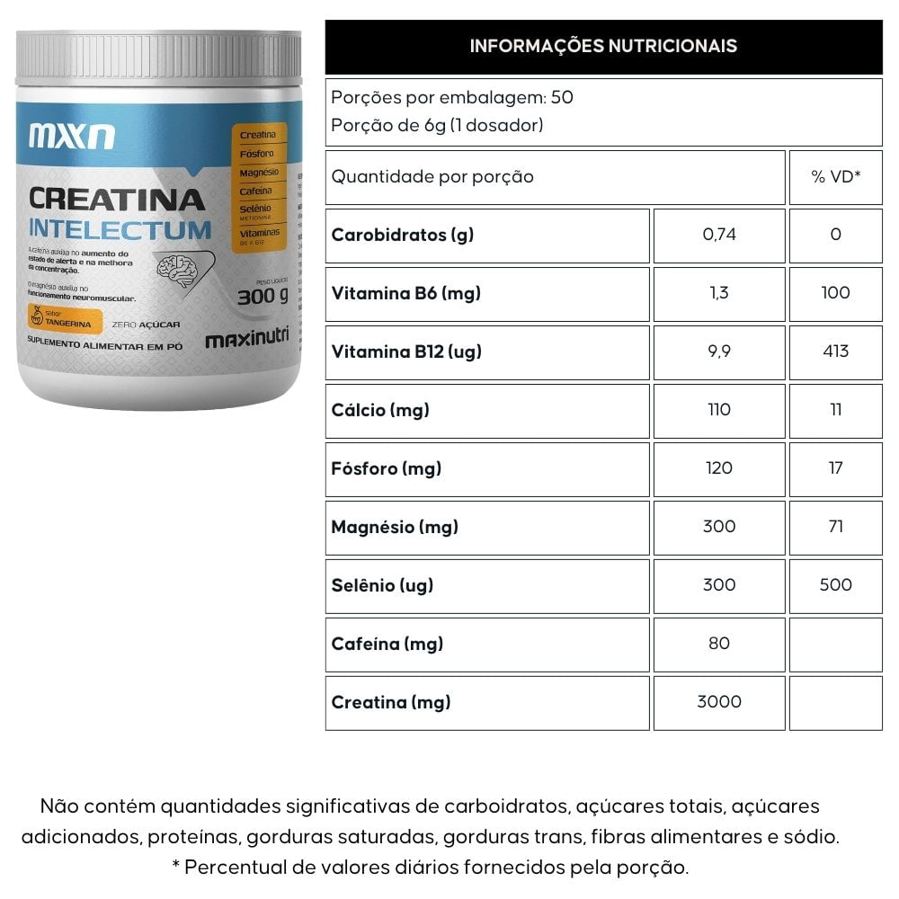 Creatina Intelectum Fósforo, Magnésio, Cafeína, SeLênio e Vitaminas Maxinutri 300g