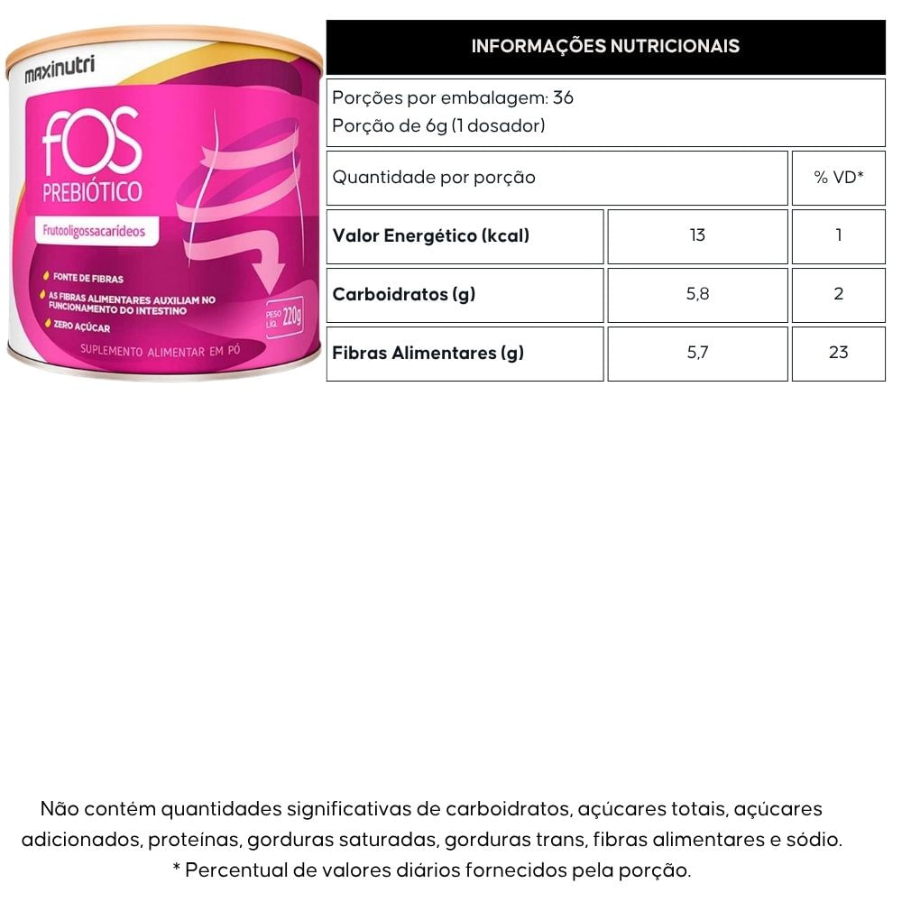 FOS Fibra Prebiotica Maxinutri 220g