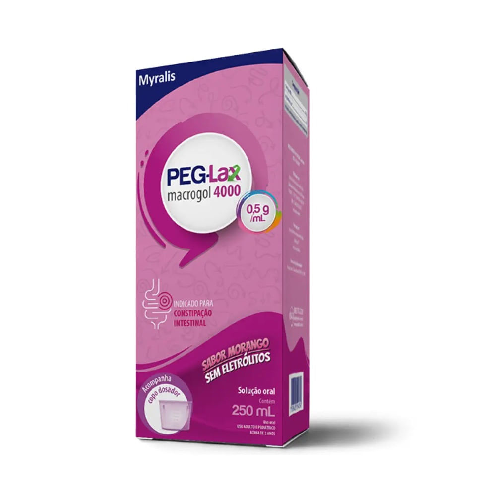 Laxante Osmótico Macrogol 4000 Peg Lax 250ml Sabor Morango