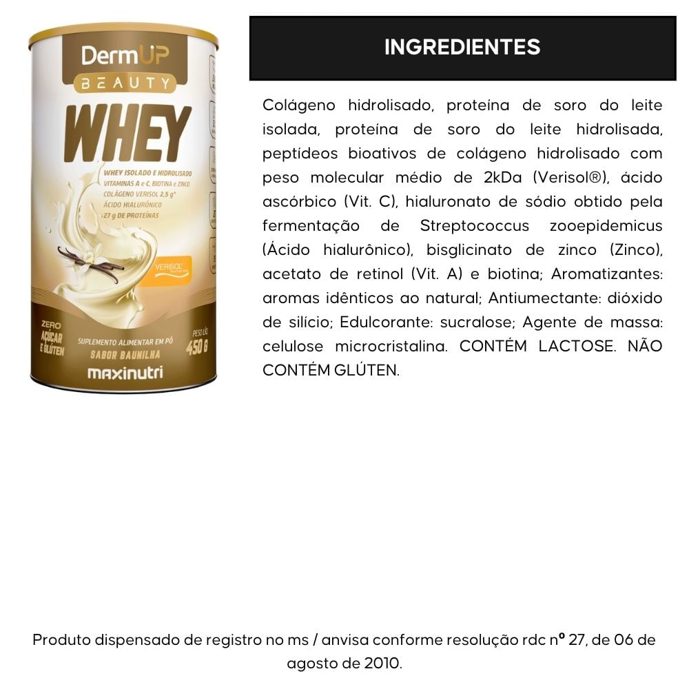 DermUp Beauty Whey Maxinutri Baunilha 450g